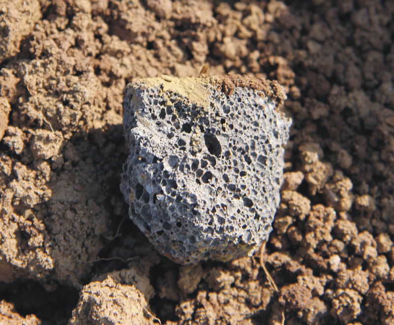 Typical tuff stone in the soil